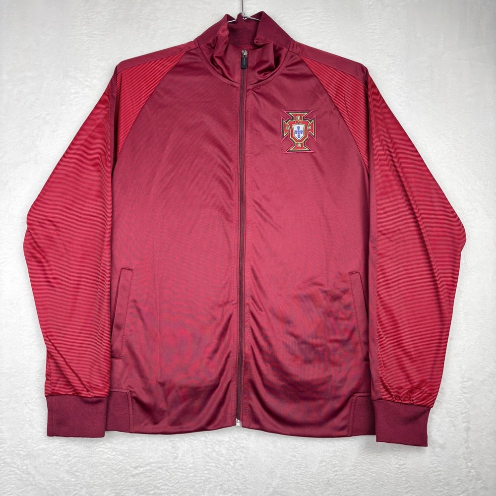 Portugal National Team Soccer Track Jacket Mens Large Maroon Full Zip NWT
